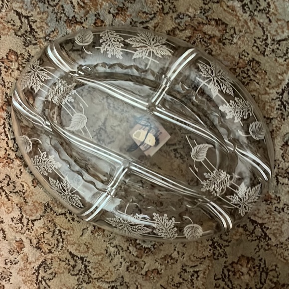 Vintage MCM SILVER CITY GLASS CO Sterling on Crystal Serving Tray Floral Design - Picture 17 of 17